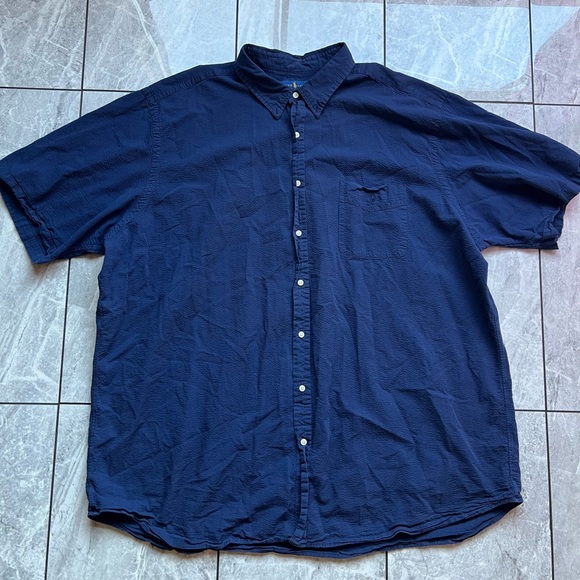 Polo Ralph Lauren Other - Polo Ralph Lauren Mens Navy Seersucker ShortSleeve Embroidered Pony ButtonUp4XLT